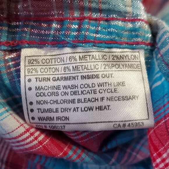 Ariat Shirt Junior XXL Colorful Pearl Snap Buttons Shimmer Embroidery Rodeo - Picture 4 of 12